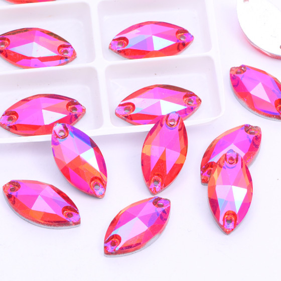 Factory Hot Sale AB Color Series Navette Shape Glass Crystal Sew on Rhinestone for Wedding Dresses